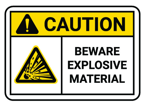 Beware explosive material signs, Risk of explosion symbol safety signs. Vector illustration isolated on white background